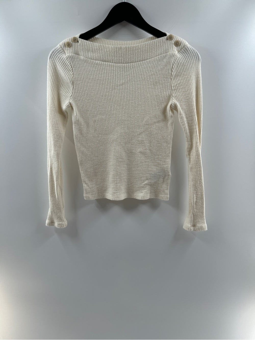 Madewell Boatneck Button Long Sleeve Top Antique Cream – Women’s Small